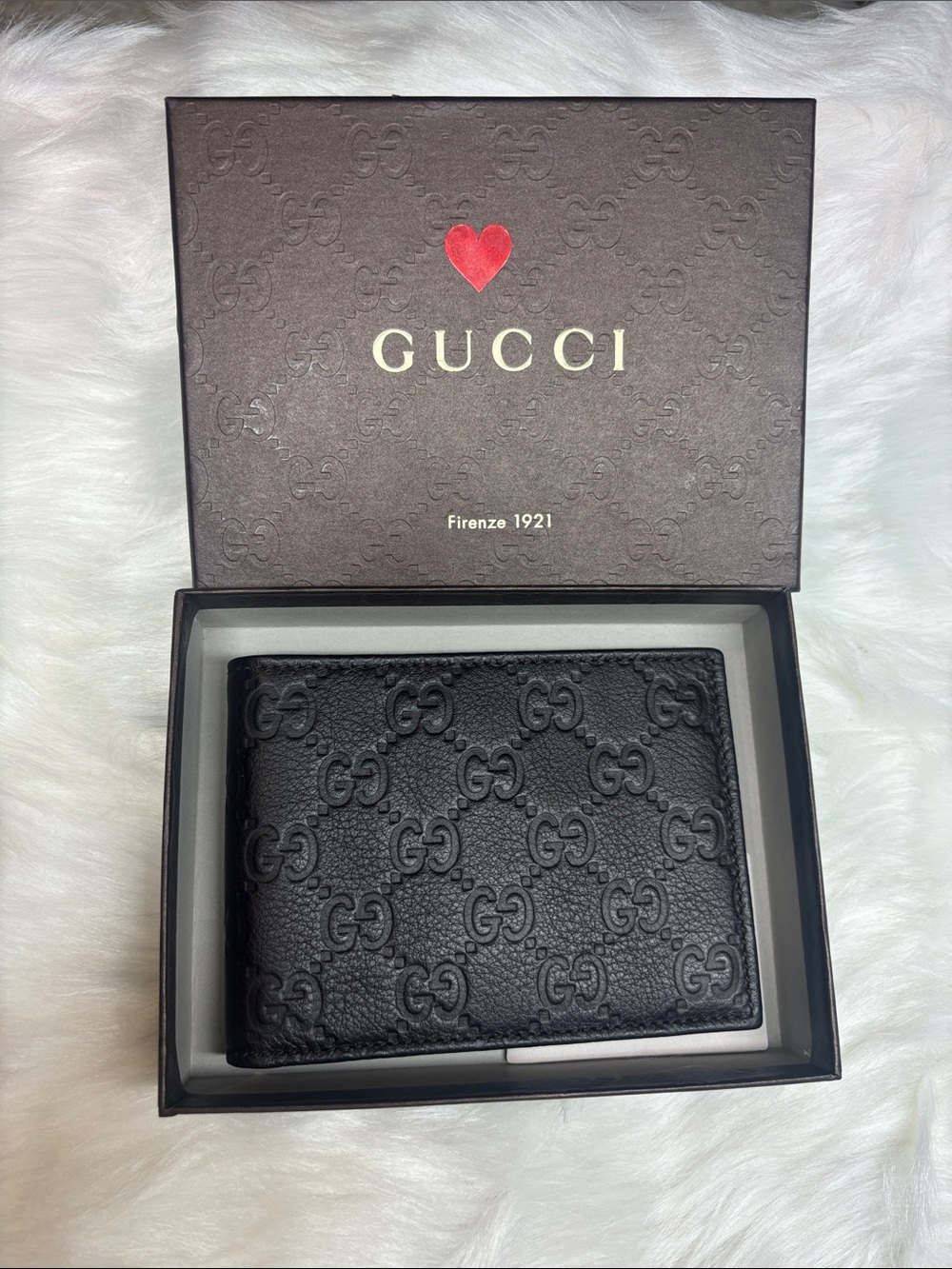 Gucci Black Embossed GG Leather Wallet Card Holder